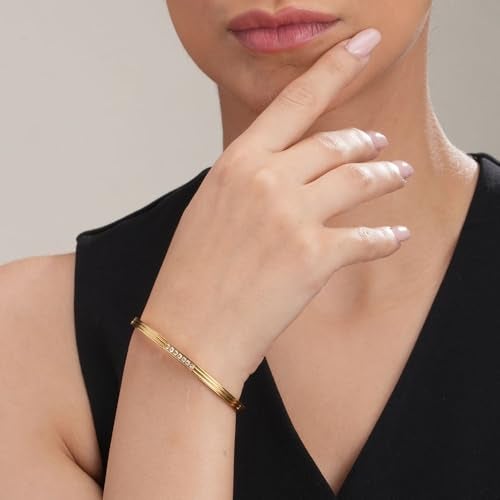 PALMONAS Diamond Allure Bangle Bracelet for Women - Jewellery Gift for Girls & Women | Waterproof & Anti-Tarnish Bracelet, Stylish & Trendy Bracelets for Ladies - Image 3