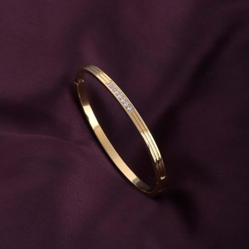 PALMONAS Diamond Allure Bangle Bracelet for Women - Jewellery Gift for Girls & Women | Waterproof & Anti-Tarnish Bracelet, Stylish & Trendy Bracelets for Ladies - Image 5