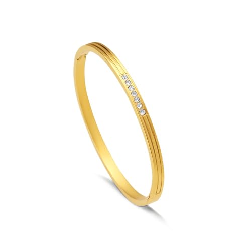 PALMONAS Diamond Allure Bangle Bracelet for Women - Jewellery Gift for Girls & Women | Waterproof & Anti-Tarnish Bracelet, Stylish & Trendy Bracelets for Ladies - Image 1