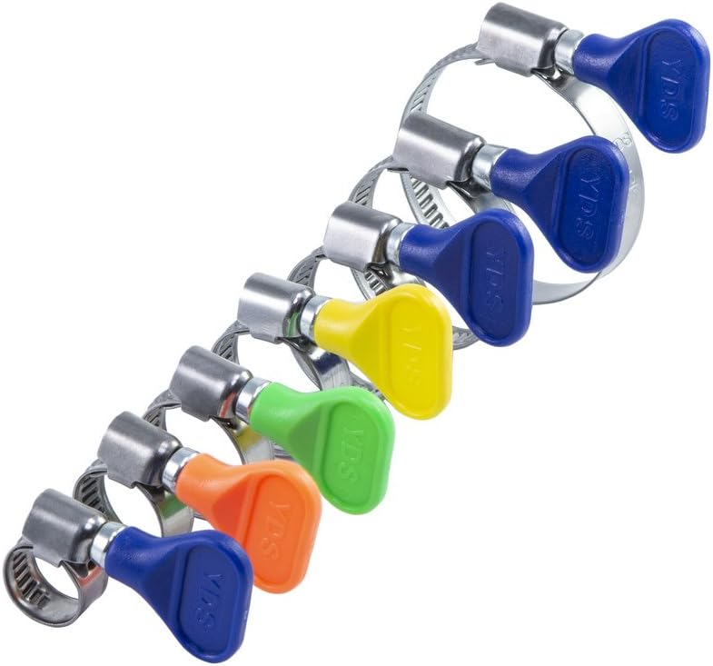 YDS 38 Pieces Butterfly Hose Clamps Assortment Kit, Stainless Steel W2, Turn Key, 5/16" to 1-3/4" Clamping Range - Image 1