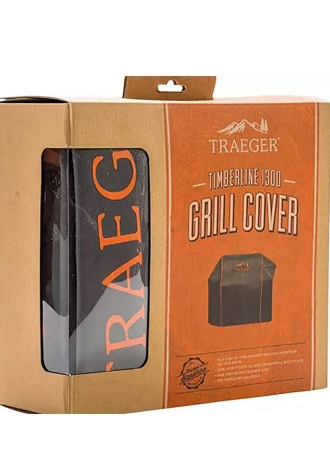 TRAEGER Full-Length Grill Cover for Timberline 1300 Series, Faded Black/Orange  - Image 3