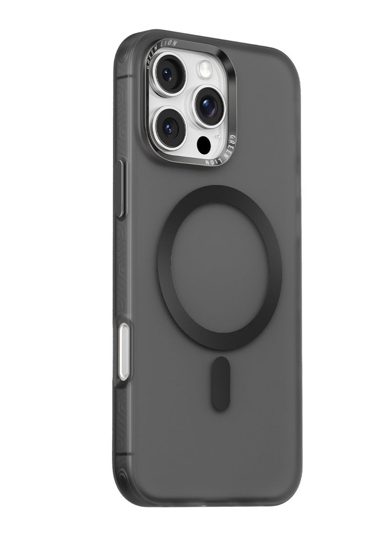 GREEN LION iPhone 16 Pro Case Matte MagSafe X Cover / Camera Protection / Comfortable Grip / Anti Fingerprint / Anti Scratch / Metal Buttons / Durable Back Cover - Black - Image 1