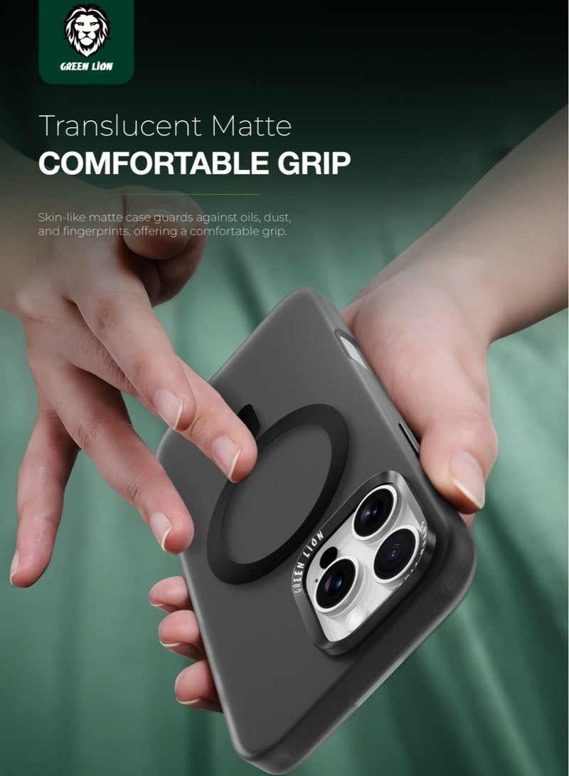 GREEN LION iPhone 16 Pro Case Matte MagSafe X Cover / Camera Protection / Comfortable Grip / Anti Fingerprint / Anti Scratch / Metal Buttons / Durable Back Cover - Black - Image 3