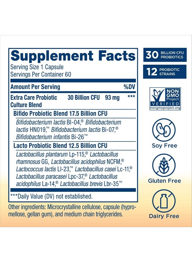 Renew Life Adult Probiotics 30 Billion Cfu Guaranteed Probiotic Supplement For Digestive & Immune Health Shelf Stable Gluten Free Extra Care For Men & Women 60 Capsules - Image 2