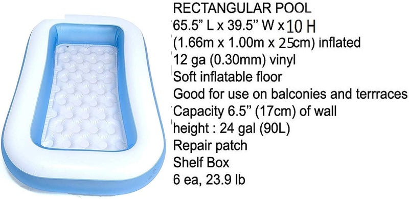 VRION® 6ft Baby Bath tub Inflatable Rectangular Pool Bath tub for Adults & Kids Spa, Swimming 6ft Bath Tub | Multicolor - Image 3