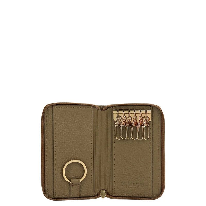 Da Milano Olive Wax Leather Key Chain - Olive  | Best Price UAE