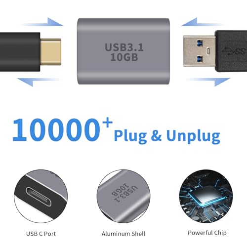 Duttek USB C Female to USB Female Adapter 3.1 Gen2, 10Gbps Bi-Directional Type C to Type A Adapter OTG Adapter Support Data Sync and Charging for Laptop, PC, iPhone, MacBook Pro, Laptop - Image 4