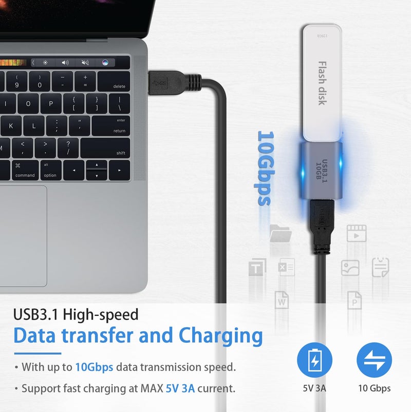 Duttek USB C Female to USB Female Adapter 3.1 Gen2, 10Gbps Bi-Directional Type C to Type A Adapter OTG Adapter Support Data Sync and Charging for Laptop, PC, iPhone, MacBook Pro, Laptop - Image 2