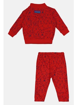 TRUSSARDI Toddlers Boy 2 Pieces Long Sleeve Sweatshirt And Sweatpants Set, Red  - Image 2
