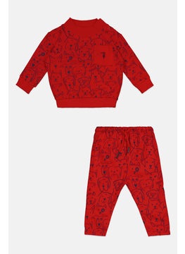 TRUSSARDI Toddlers Boy 2 Pieces Long Sleeve Sweatshirt And Sweatpants Set, Red  - Image 1