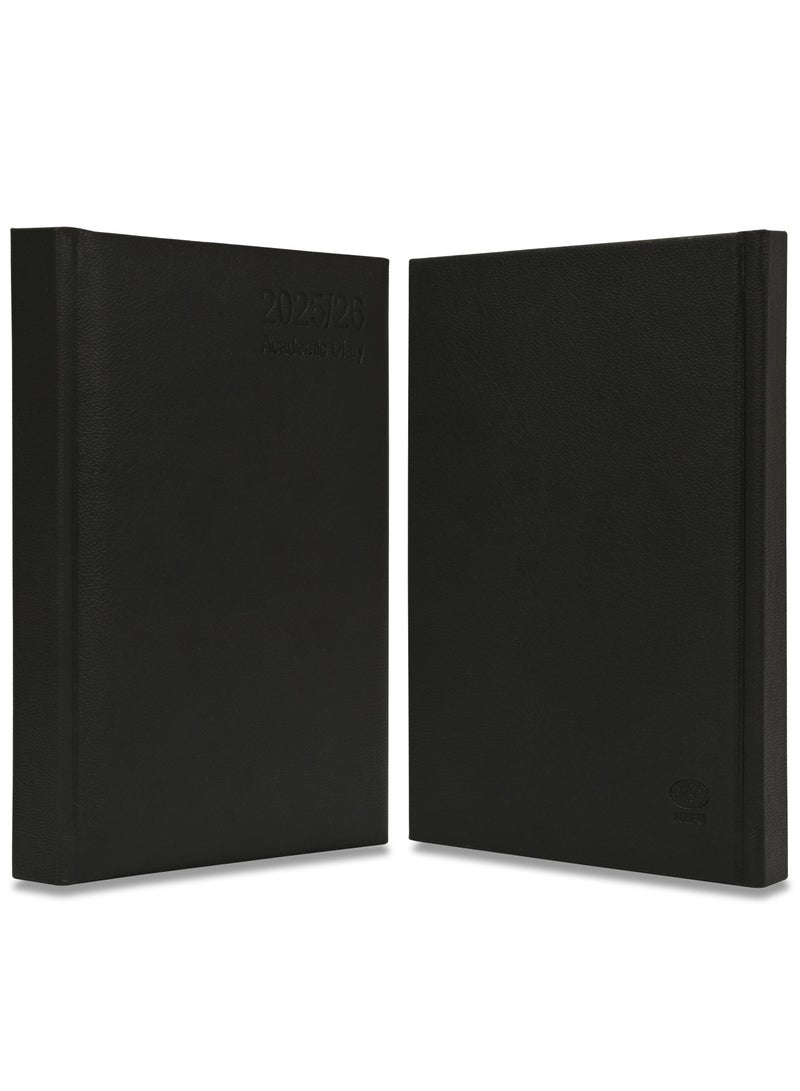 FIS 2025-2026 ACADEMIC DIARY, A5 Size(148x210mm) with Italian PU Cover Materials, 1 Side Padded Cover, English, 70gsm Italian Ivory Paper, Black Color, Pack in Gift Box-FSDI15EPU2526BK - Image 2