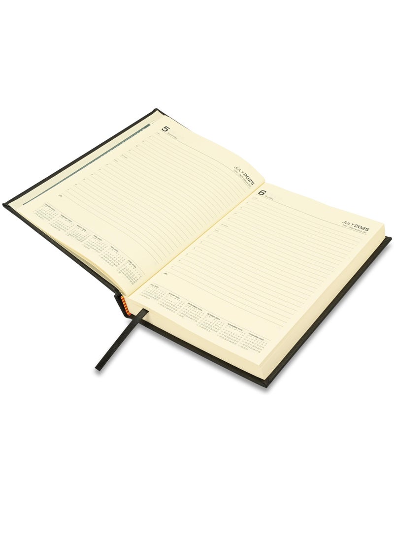 FIS 2025-2026 ACADEMIC DIARY, A5 Size(148x210mm) with Italian PU Cover Materials, 1 Side Padded Cover, English, 70gsm Italian Ivory Paper, Black Color, Pack in Gift Box-FSDI15EPU2526BK - Image 3