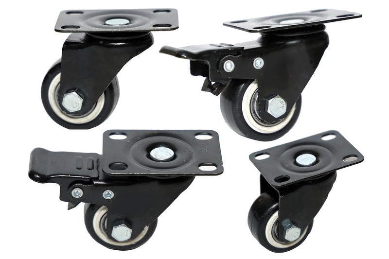 PACIFIC MOVERS Polyurethane PU Swivel Caster Wheels with 360 Degree Top Plate 2 Inch Pack of 4 - Image 1