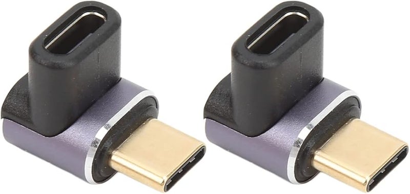 Astibym 2PCS 90 Degree USB C Adapter 40Gbps 100W Aluminum Alloy Male to Female - Image 1