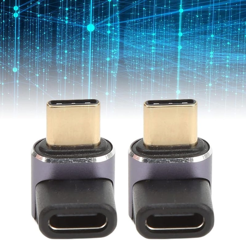 Astibym 2PCS 90 Degree USB C Adapter 40Gbps 100W Aluminum Alloy Male to Female - Image 3