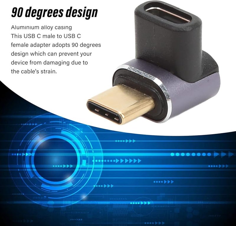 Astibym 2PCS 90 Degree USB C Adapter 40Gbps 100W Aluminum Alloy Male to Female - Image 5