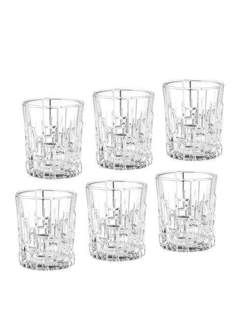 Set of 6 clear glass cups with a beautiful and modern design, suitable for all uses