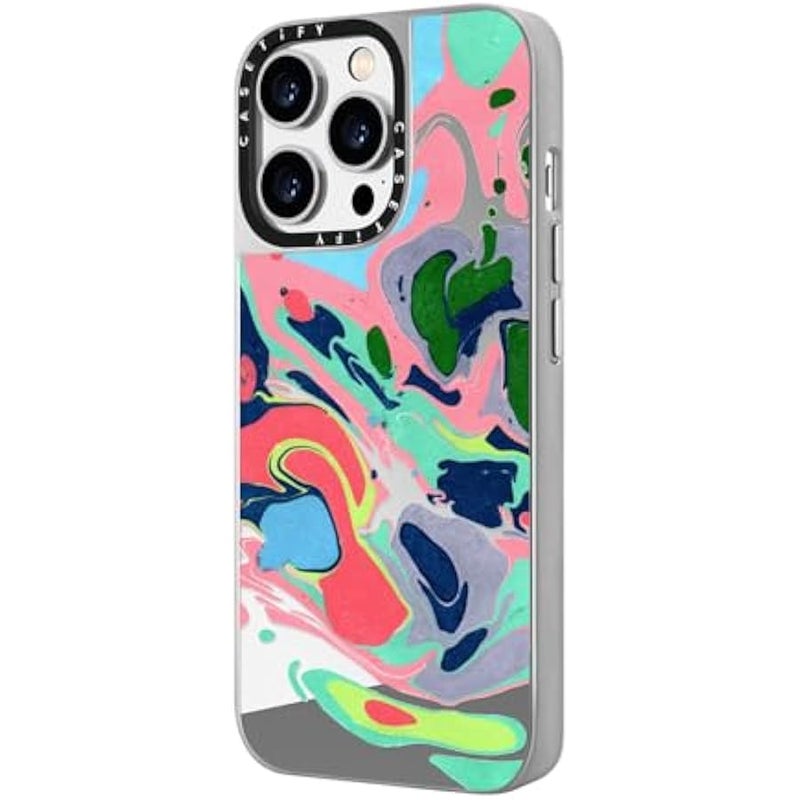 Casetify Mirror Case for iPhone 14 Pro Max 【Reflective / 4.9ft Drop Protection/Compatible with Magsafe】 - Simply MARBELLOUS - Silver on Silver - Image 5