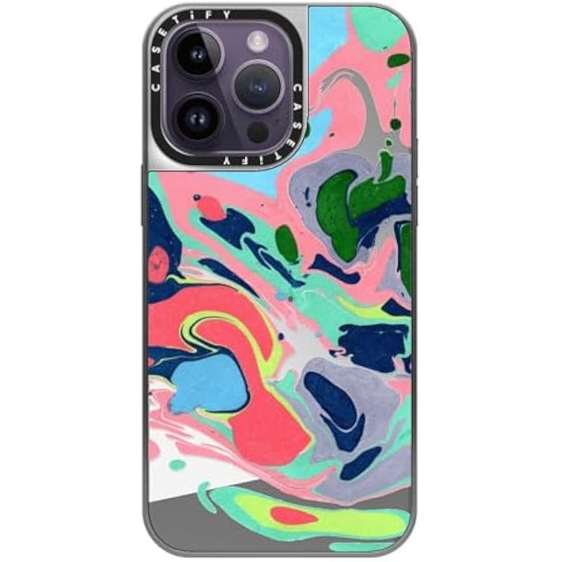 Casetify Mirror Case for iPhone 14 Pro Max 【Reflective / 4.9ft Drop Protection/Compatible with Magsafe】 - Simply MARBELLOUS - Silver on Silver - Image 2