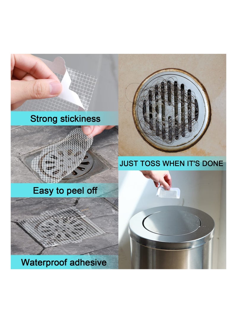 SYOSI شبكة تصريف الحمام غطاء تصريف، جامع الشعر، لاصق تصريف أرضي يمكن التخلص منه لمغسلة الحمام، شعر الحمام، فلتر مطبخ المجاري غطاء تصريف الأرض (20 قطعة) - Image 4
