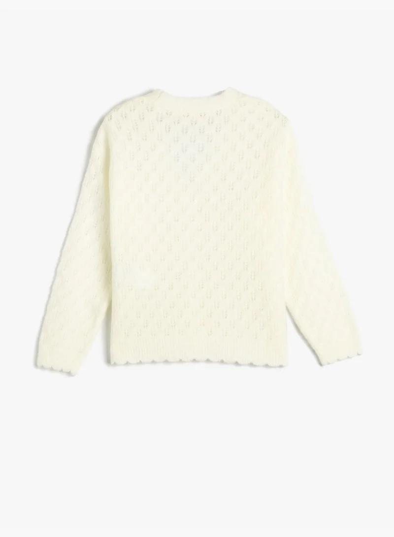 KOTON Cardigan V Neck Button Closure Soft Touch Long Sleeve