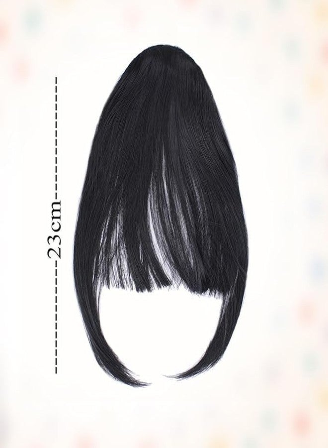 AASA Synthetic Hair Volumizer Fringe| Bangs Front Hairpiece 1Clip Extension For Women And Girls-1Pcs (Black) - Image 2