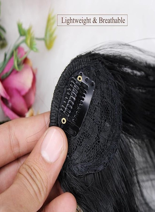 AASA Synthetic Hair Volumizer Fringe| Bangs Front Hairpiece 1Clip Extension For Women And Girls-1Pcs (Black) - Image 4