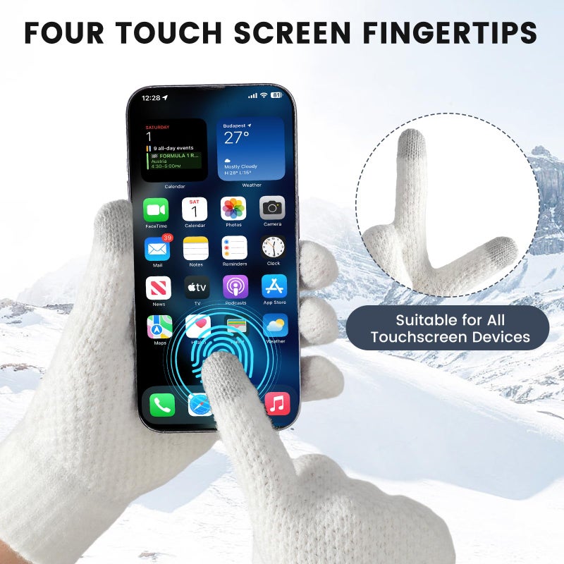 Loiyadn Winter Gloves - 4 Pairs Women's Winter Gloves, Warm Touchscreen gloves Women Men, Knit gloves for Cold Weather - Image 5