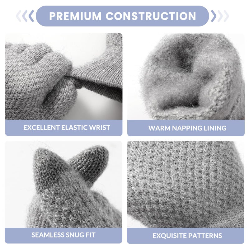 Loiyadn Winter Gloves - 4 Pairs Women's Winter Gloves, Warm Touchscreen gloves Women Men, Knit gloves for Cold Weather - Image 4