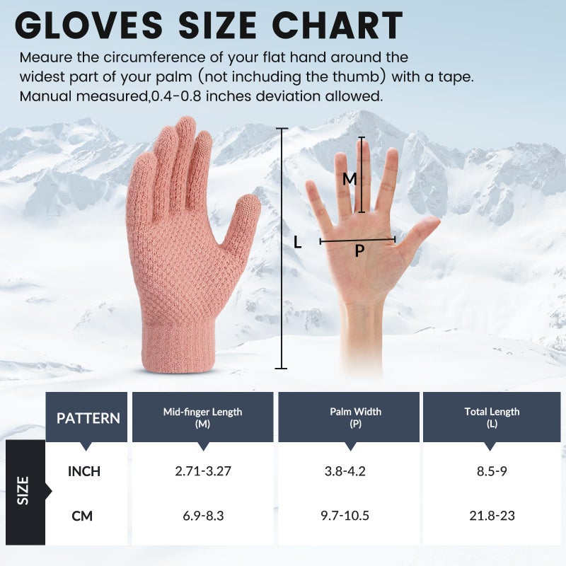Loiyadn Winter Gloves - 4 Pairs Women's Winter Gloves, Warm Touchscreen gloves Women Men, Knit gloves for Cold Weather - Image 3