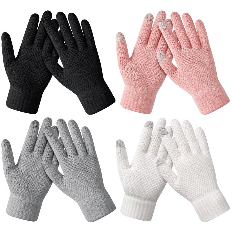 Loiyadn Winter Gloves - 4 Pairs Women's Winter Gloves, Warm Touchscreen gloves Women Men, Knit gloves for Cold Weather - Image 1