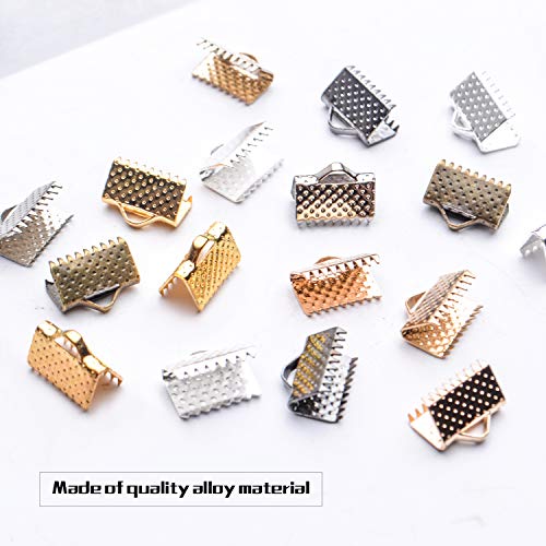 BronaGrand Pinch Crimp Ends,600Pcs Alloy Ribbon Clamps Ends Mixed Colors Ribbon Ends Crimp Ends Jewelry Making Findings for DIY Choker Anklets Crafts Making - Image 4