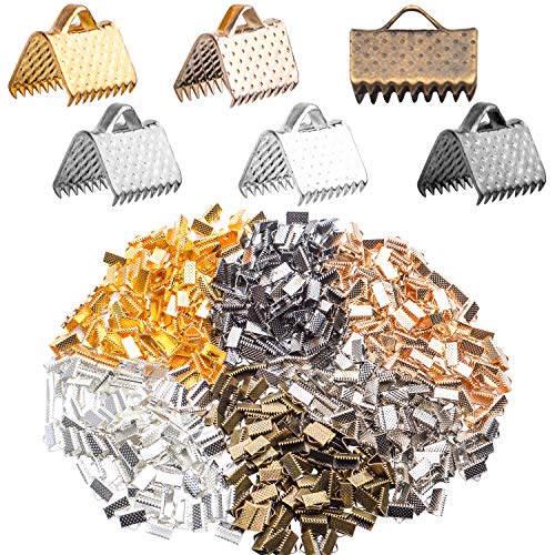 BronaGrand Pinch Crimp Ends,600Pcs Alloy Ribbon Clamps Ends Mixed Colors Ribbon Ends Crimp Ends Jewelry Making Findings for DIY Choker Anklets Crafts Making - Image 2
