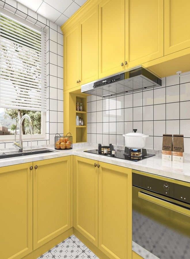 ReWallpaper ورق حائط أصفر من ReWallpaper قابل للتقشير واللصق لغرف الأطفال وغرف نوم الأولاد والبنات والحضانة وغرفة اللعب، ورق اتصال أصفر ليموني للخزائن والمكتب والفصول الدراسية ومنضدة المطبخ، غلاف من الفينيل 17.7 بوصة × 6.5 قدم - Image 3