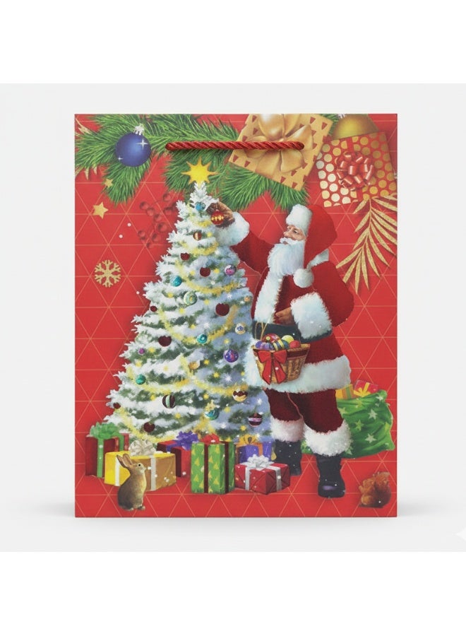 Santa Decorating Christmas Tree Gift Bag