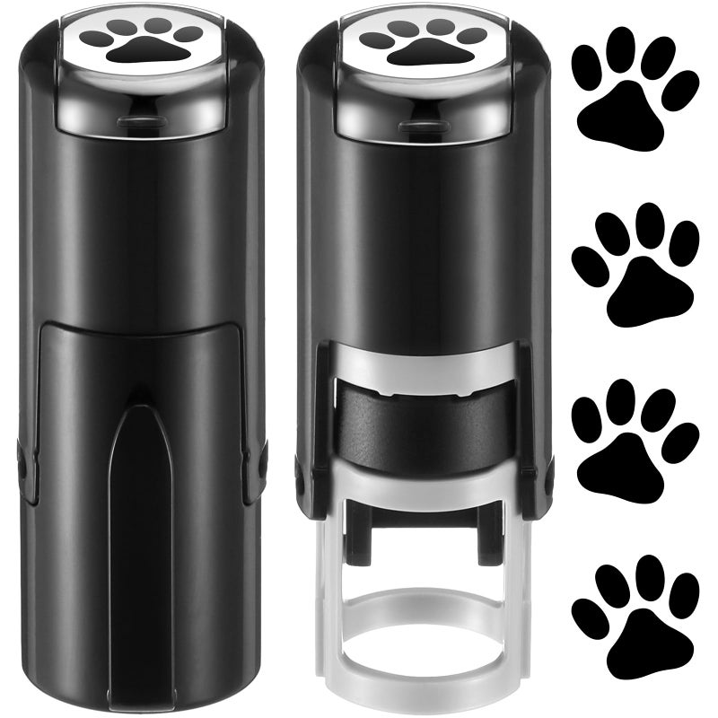 Supervitae 2 Pack Paw Print Stamps Animal Paw Print Stamper Mini Black Self Inking Stamps for Classroom Party Educational Learning Activities Craft Supplies - Image 1
