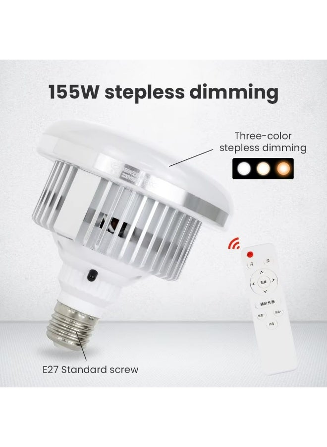155W LED E27 UFO Photography Bulb - Adjustable Color Temperature (3000K-6500K), Remote Control, 50,000-Hour Lifespan, 90+ CRI for Studio/Home/Commercial Lighting - Image 3