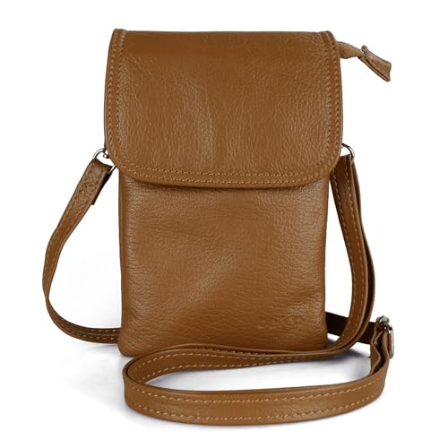 befen Leather Cell Phone Crossbody Wallet Purses and Handbags Smartphone Trendy Travel Cross Body Bags for Women - Fit iPhone 14 Pro Max, Cognac Brown - Image 1
