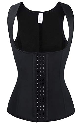 Charmian Women's Latex Underbust Waist Training Cincher Steel Boned Body Shaper Corset Vest Vest-Black X-Small - Image 1