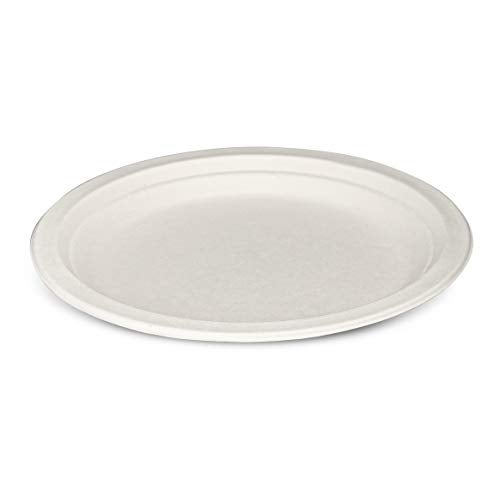 Gusto Comfy Package 100% Compostable 9 Inch Heavy-Duty Plates [125 Pack] Eco-Friendly Disposable Sugarcane Paper Plates, White - Image 2