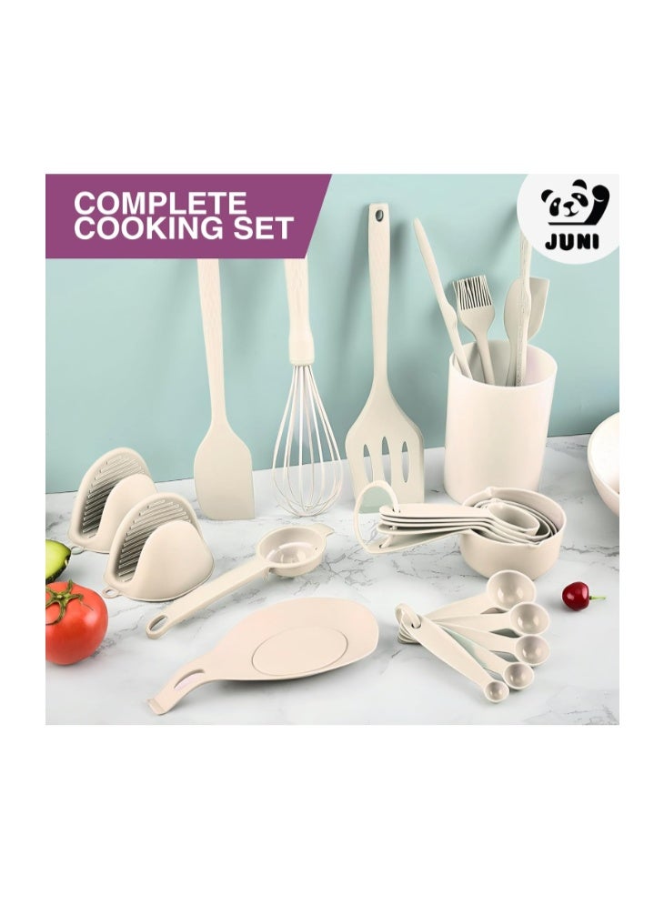 JUNI Kitchen Utensils Set – 21-Piece Silicone Kitchen Utensils Set, Heat-Resistant Silicone Cooking Utensils, Non-Stick Cookware Safe Kitchen Tool Set, BPA-Free with Storage Holder - Image 3