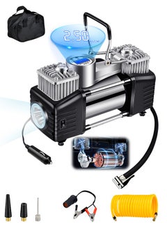 PINREK Heavy Duty  Double 30mm Cylinder Tyre Inflator , Portable Air Compressor for Car, 150 PSI Tyre Air Pump with LED Light, Digital Pressure Gauge Tire Inflator - Professional for SUV, Off-Road, Trucks  - Image 1