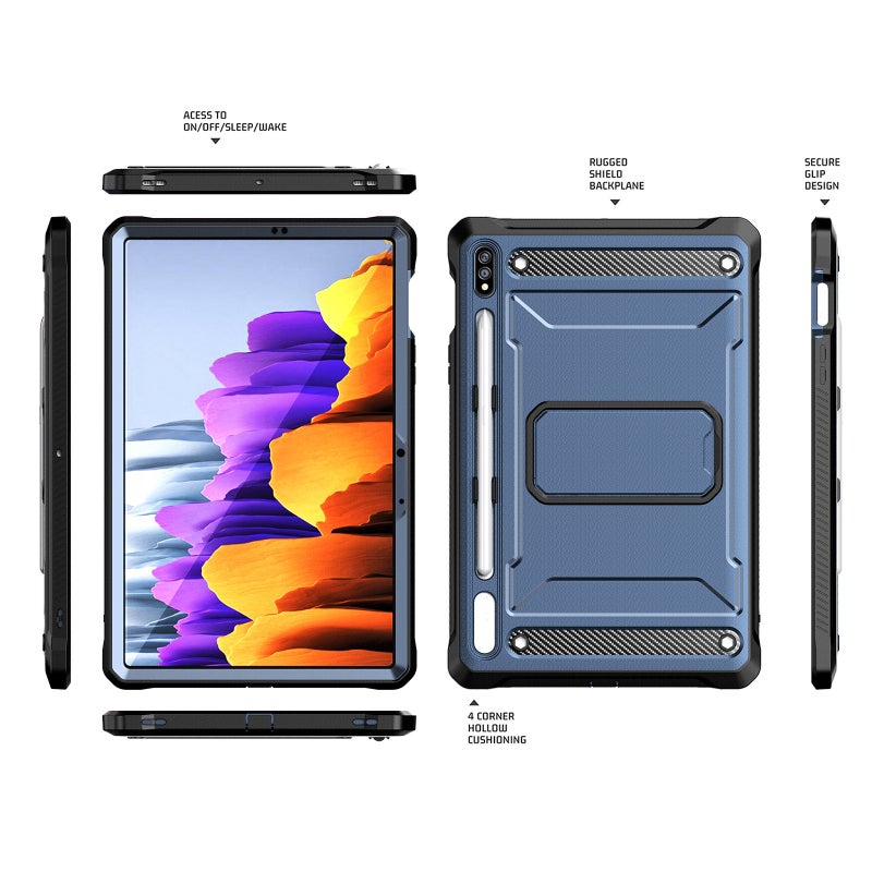 erorex For Samsung Galaxy Tab S7/S8 Explorer Pc + Tpu Tablet Protective Case With Pen Slot(Blue) - Image 2