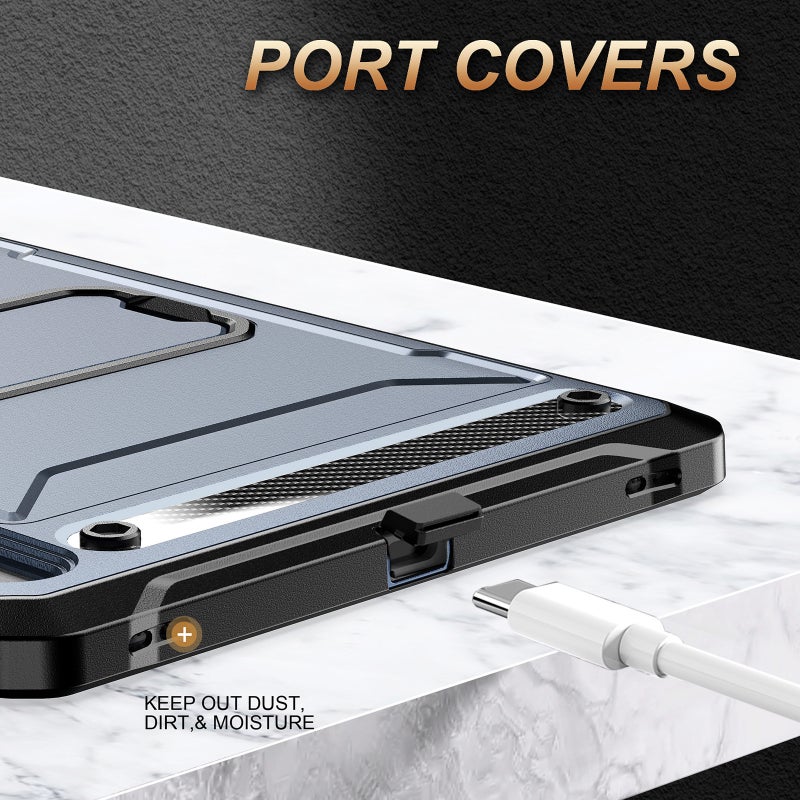 erorex For Samsung Galaxy Tab S7/S8 Explorer Pc + Tpu Tablet Protective Case With Pen Slot(Blue) - Image 5