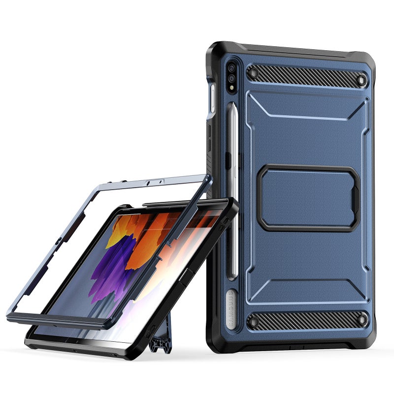 erorex For Samsung Galaxy Tab S7/S8 Explorer Pc + Tpu Tablet Protective Case With Pen Slot(Blue) - Image 1