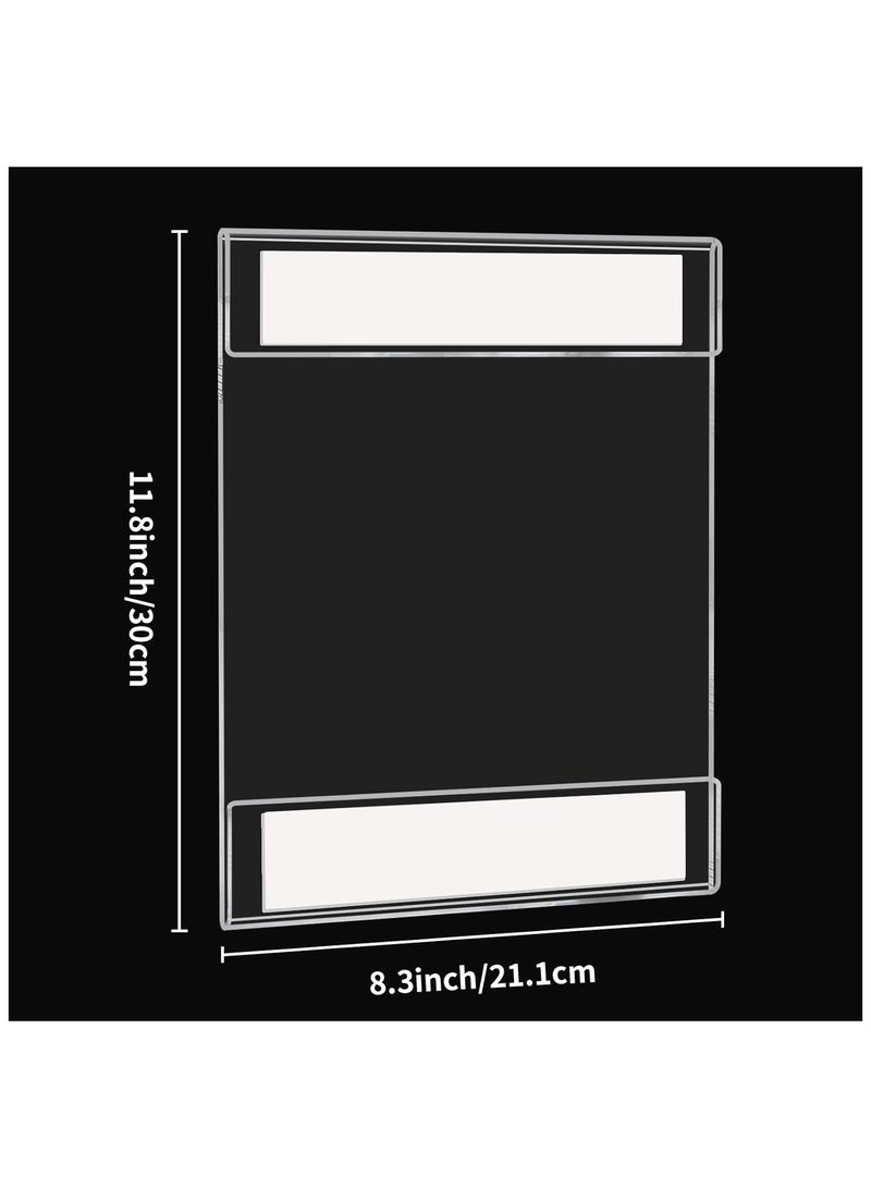 Slasa SLASA A4 Clear Acrylic Sign Holders – Set of 4 Wall Mount Frames with Adhesive Tape, No Drilling – Poster, Memo, Document Display Holder for Office, Store, Restaurant - Image 3