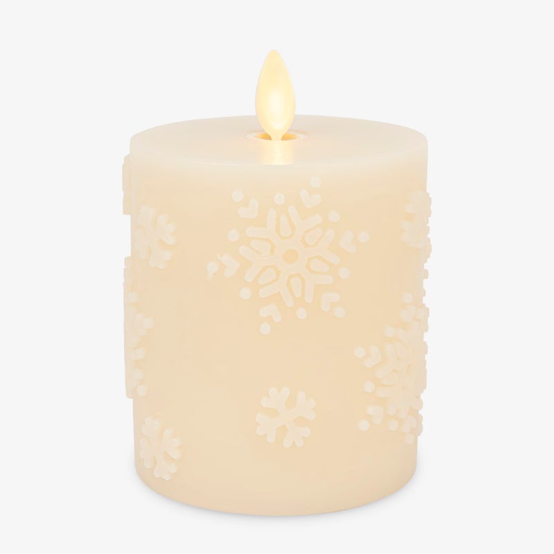 Luminara White Swan Snowflake Embossed Flameless LED Candle 32 x 45 Moving Flame Safe Timer Feature Real Wax Battery Operated Home Dcor - Image 2