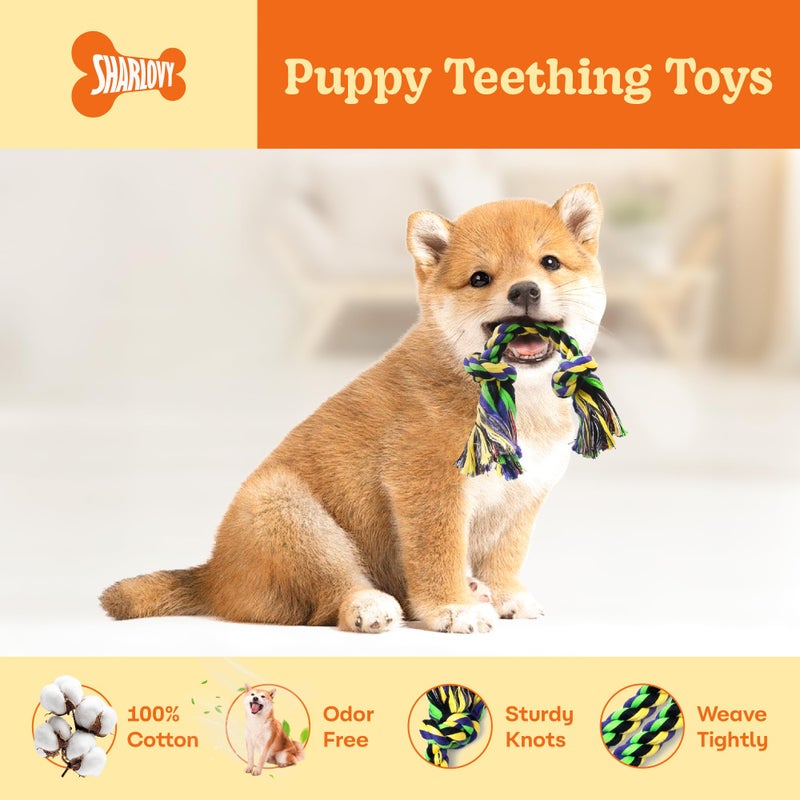 SHARLOVY Puppy Teething Toys for Small Dogs, 5 Pack Cotton Puppy Dog Rope Toy for Small Dogs, Durable Dog Chew Toys for Aggressive Chewers Small Breed, Interactive Tug of War Puppy Toys to Keep Them Busy - Image 2