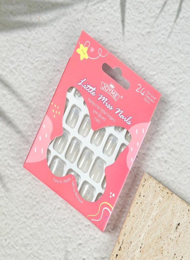 Kawyehu Kids Press on Nails Almond Children Fake Nails Artificial Nail Tips Adhesive Full Cover Short False Fingernails for Girls Kids Nail Decoration (Crystal Diamonds) - Image 5