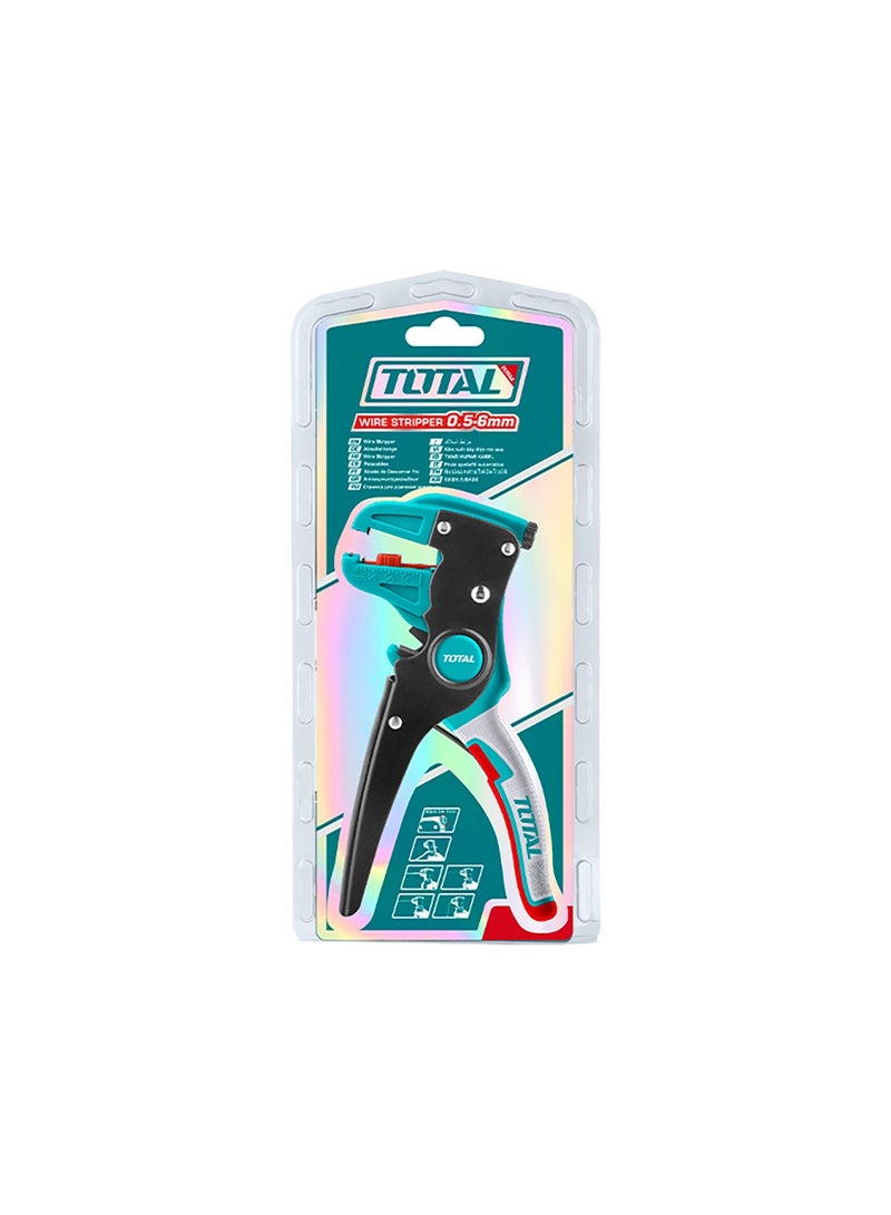 TOTAL Professional Wire Stripper, 178mm Carbon Steel Blade, 0.5-6mm Diameter Range, PP TPR Handle, Turquoise and Black - Image 4